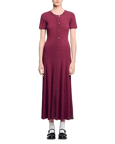 Sandro Short Sleeve Knit Maxi Dress