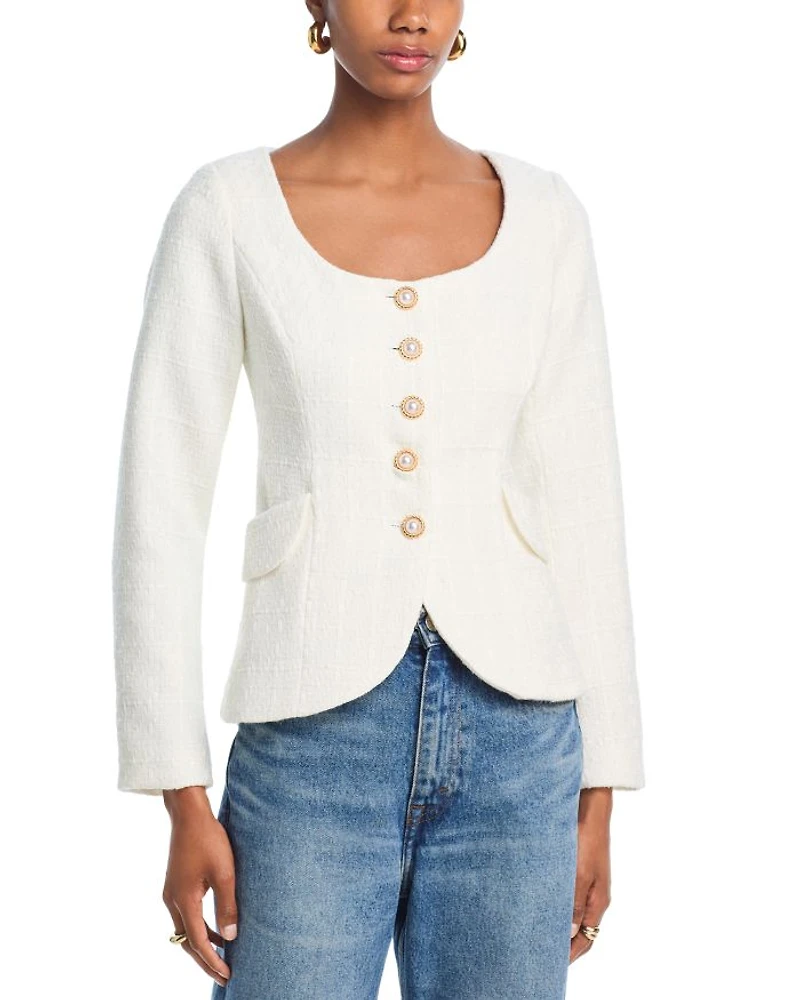 Scoop Neck Tweed Jacket