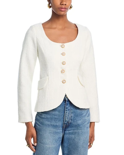 Scoop Neck Tweed Jacket