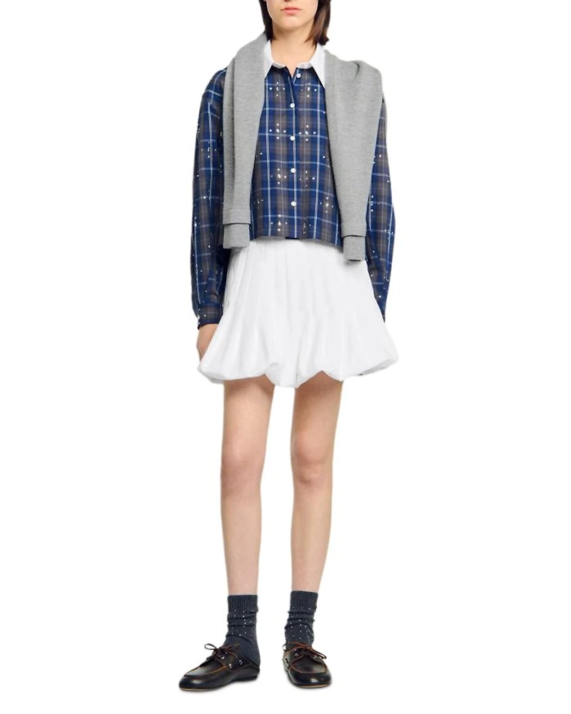 Rhinestone Button Front Shirt
