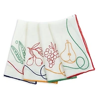 Embroidered Linen Napkins, Set of 4