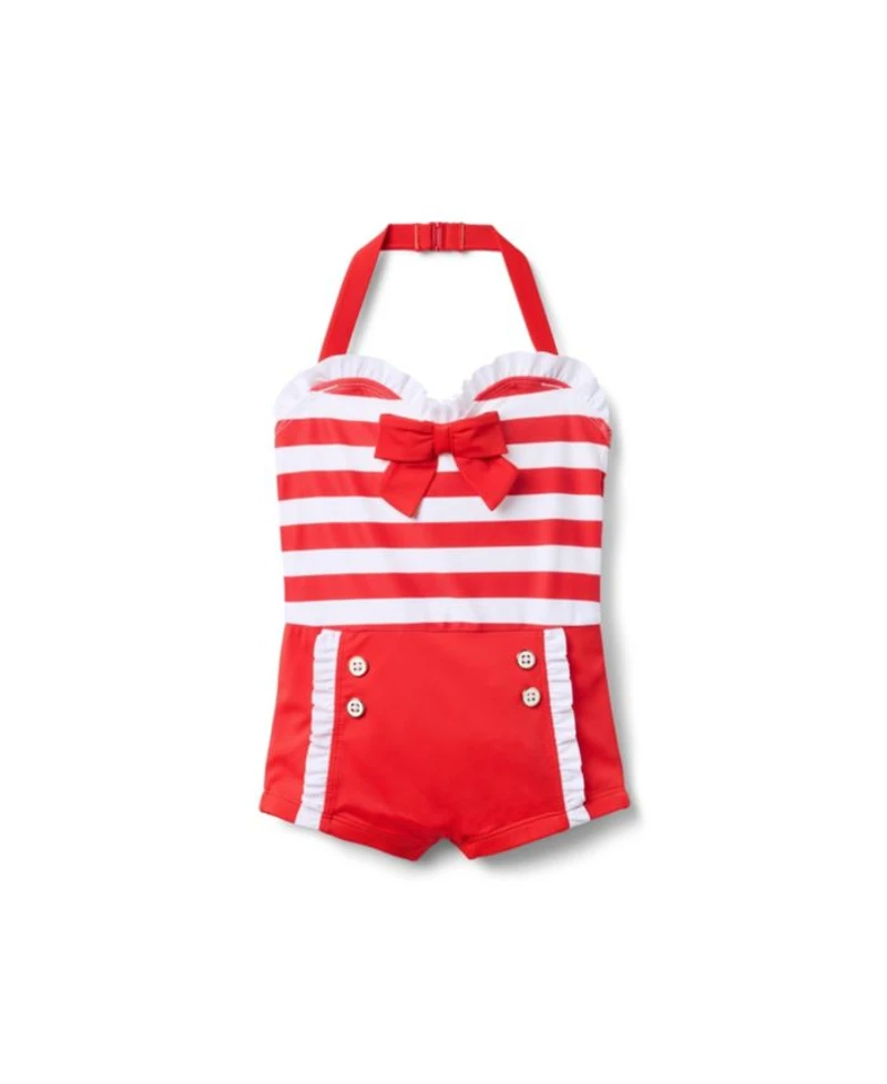 Girls' Retro Stripe Swim - Little Kid, Big Kid