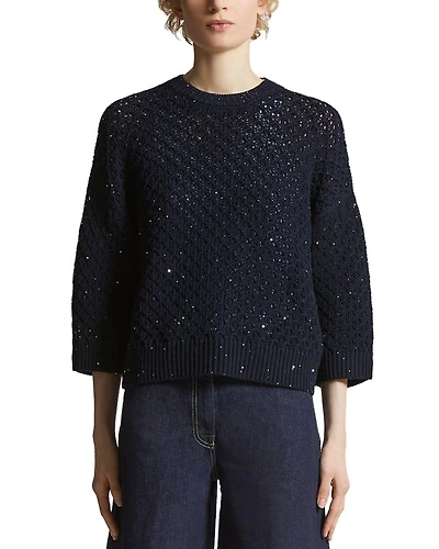 Sequin Three Quarter Sleeve Sweater