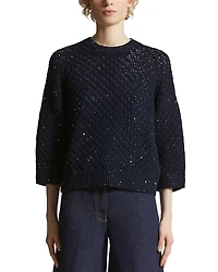 Sequin Three Quarter Sleeve Sweater