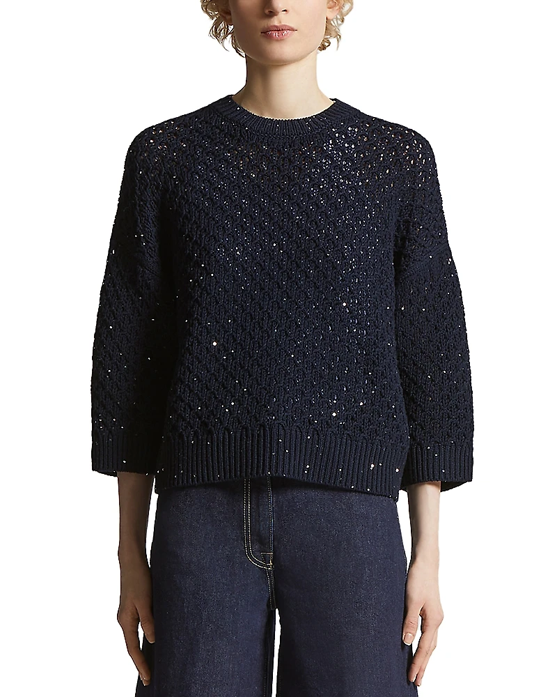 Peserico Sequin Three Quarter Sleeve Sweater