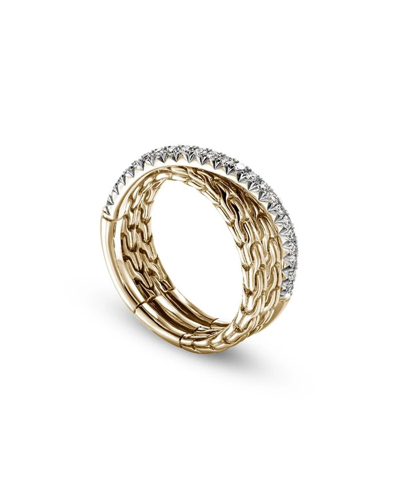 14K Yellow Gold JH Essentials Diamond Pavé Crossover Ring
