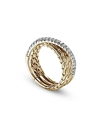 14K Yellow Gold JH Essentials Diamond Pavé Crossover Ring