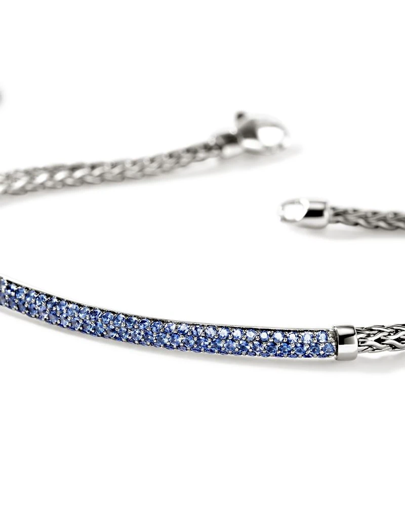 JH Essentials Sterling Silver Blue Sapphire Pavé Bracelet