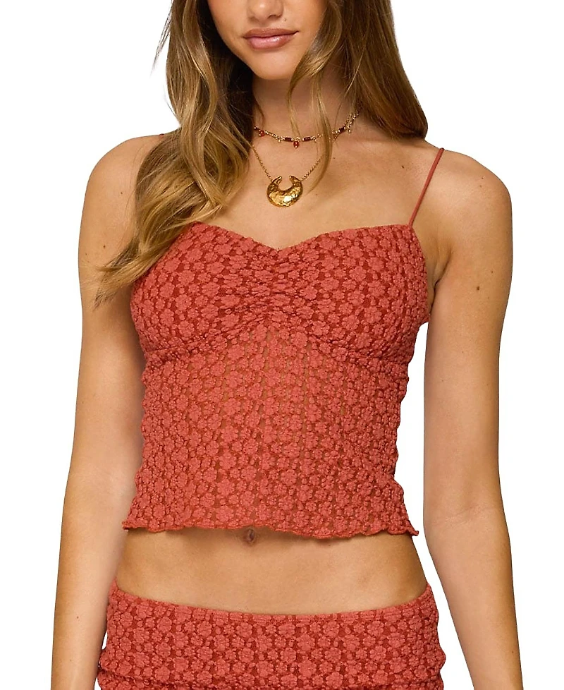 Edikted Josephina Textured Floral Tank Top