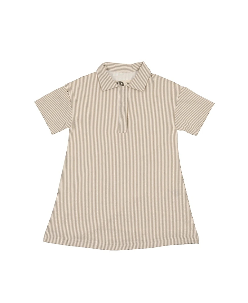 Maniere Girls' Seersucker Short Sleeve Dress - Little Kid