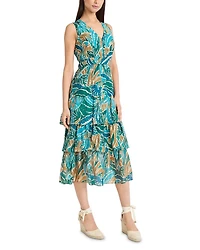 Printed Ruffled Midi Dress