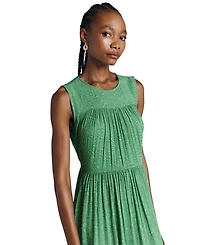 Sandy Georgette Jacquard Sleeveless Midi Dress