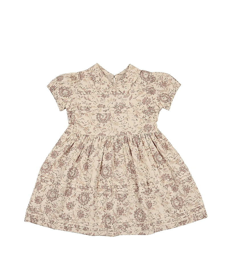 Maniere Girls' Pleated Garden Short Sleeve Dress - Little Kid