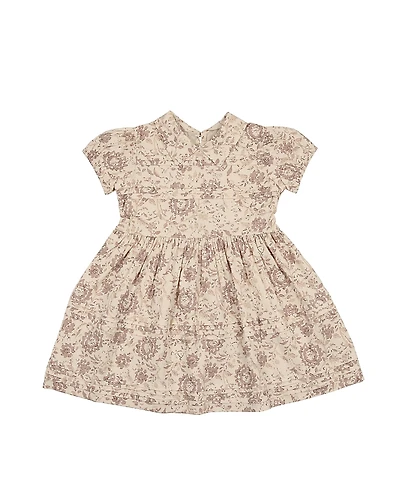 Maniere Girls' Pleated Garden Short Sleeve Dress - Little Kid