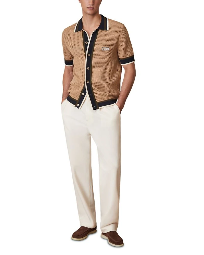 CHE CRUSOE Crochet Contrast Trim Button Shirt