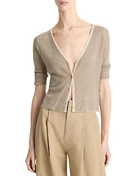 Cashmere Silk Microstripe Cardigan