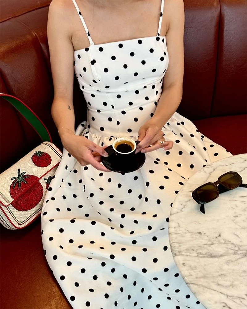 Strappy Polka Dot Midi Dress