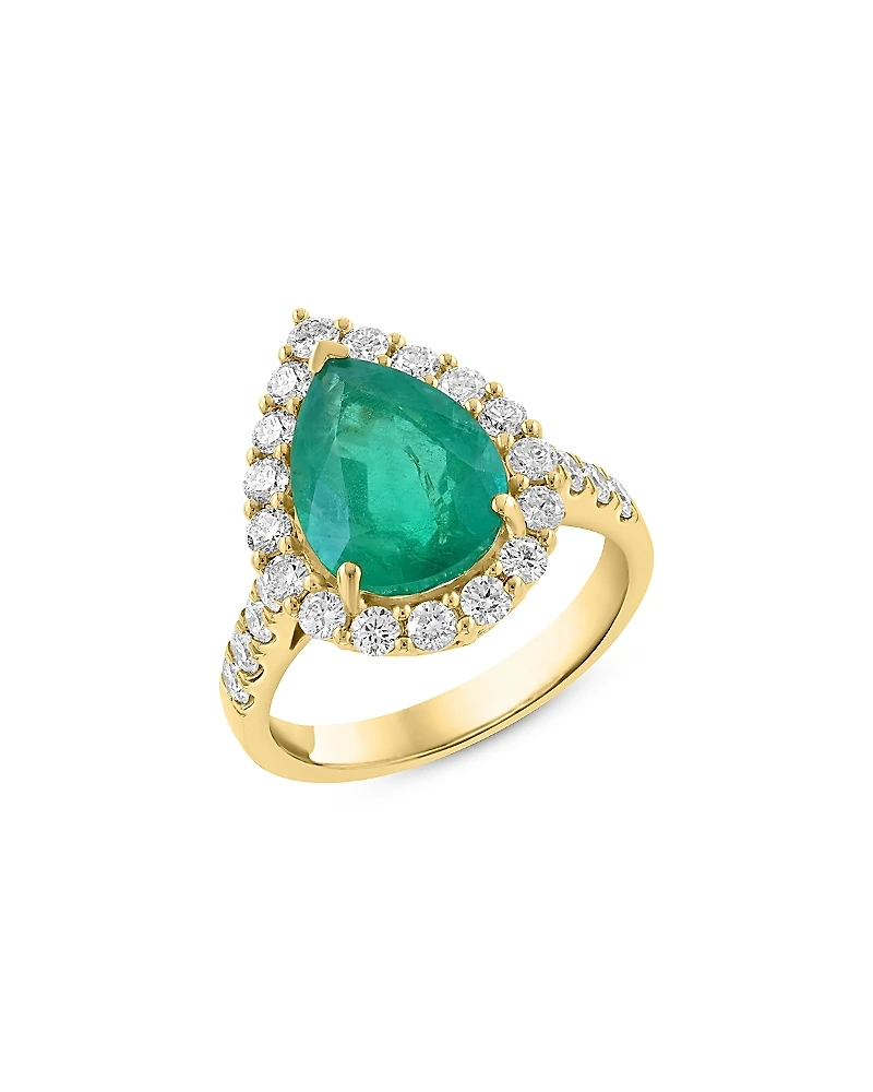 Bloomingdale's Fine Collection Emerald & Diamond Pear Shaped Halo Ring