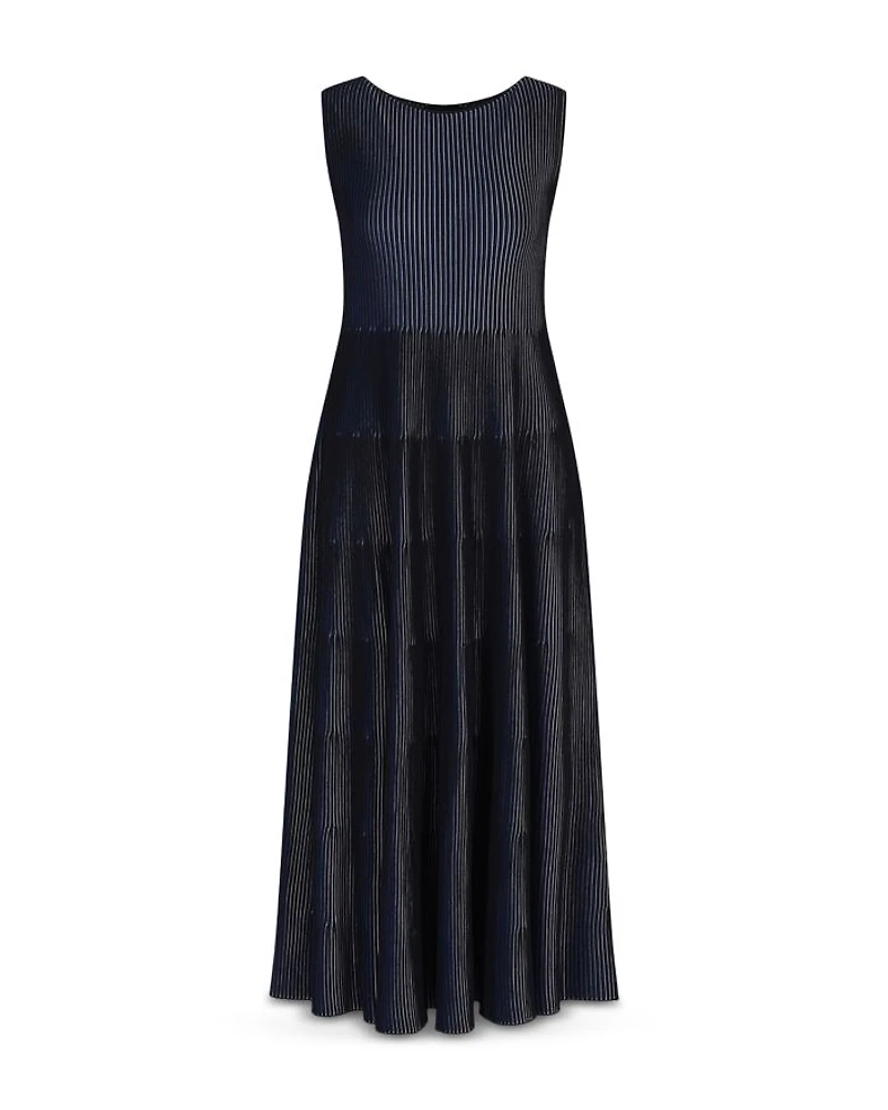 Bicolor Ribbed Striped Midi Dress