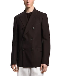Emporio Armani Linen Double Breasted Peak Lapel Blazer