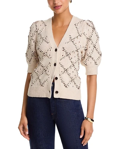 Isla Whipstitched Diamond Pattern Cardigan