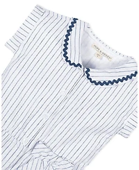 Unisex Hope & Henry Girls' Linen Peter Pan Collar Button Front Romper