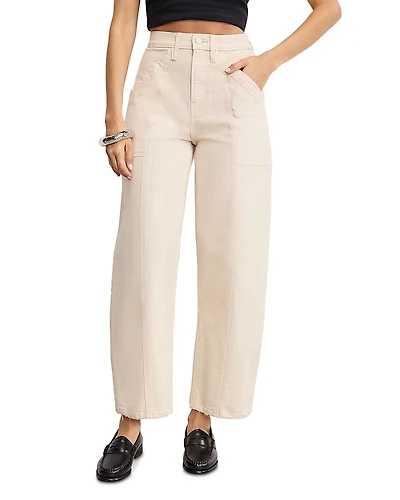 Good American Canvas Cropped Barrel Jeans