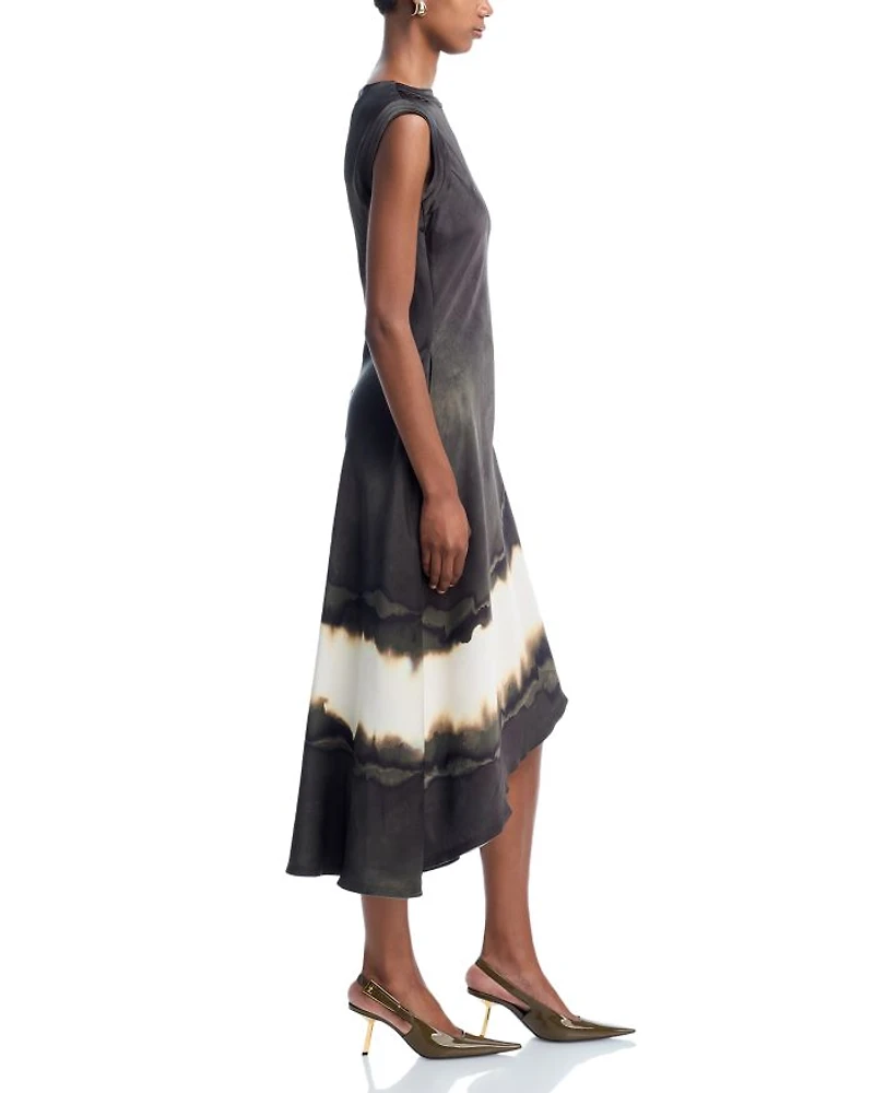 Burned Stripe Satin Midi Dress