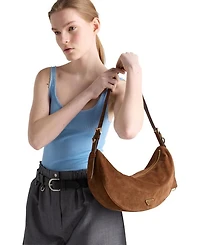 Demi-Lune Large Suede Shoulder Bag