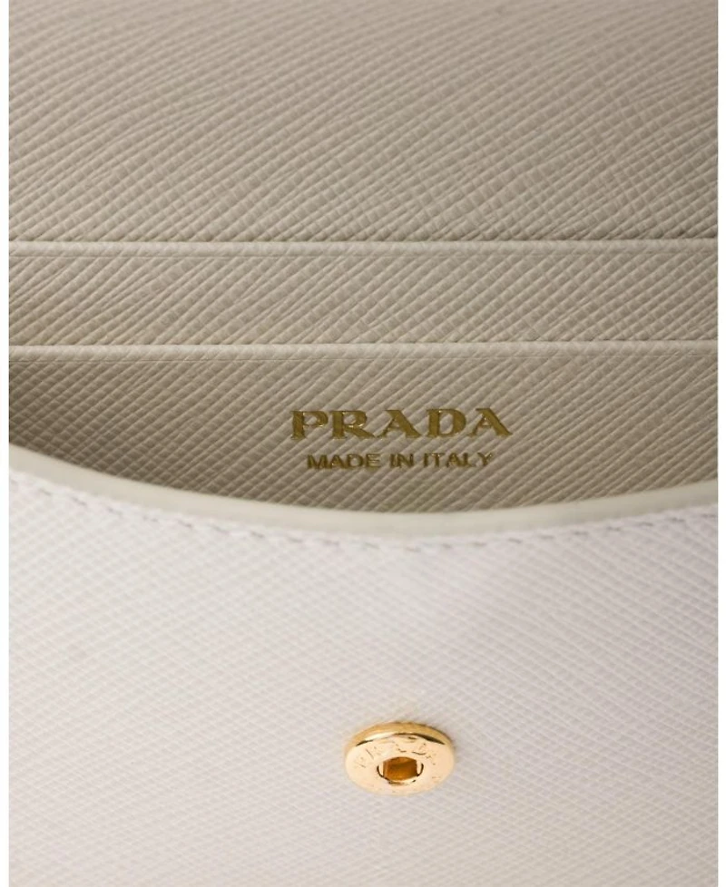 Saffiano Leather Card Holder with Shoulder Strap