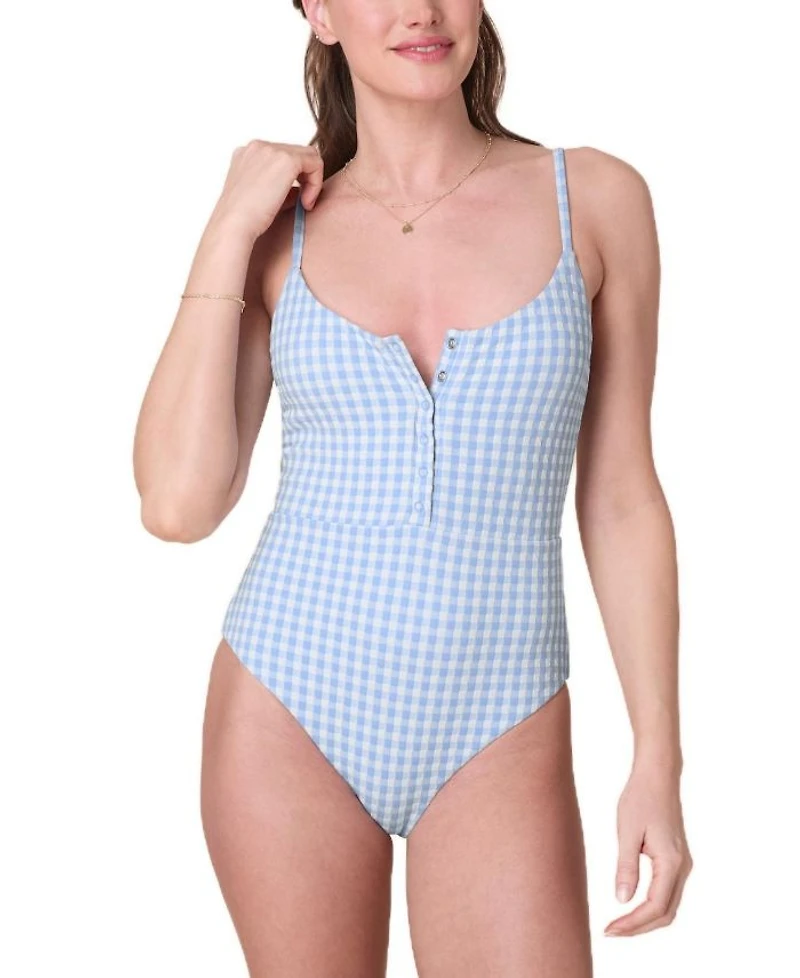 Women's Snap Scoop Neck Front One Piece