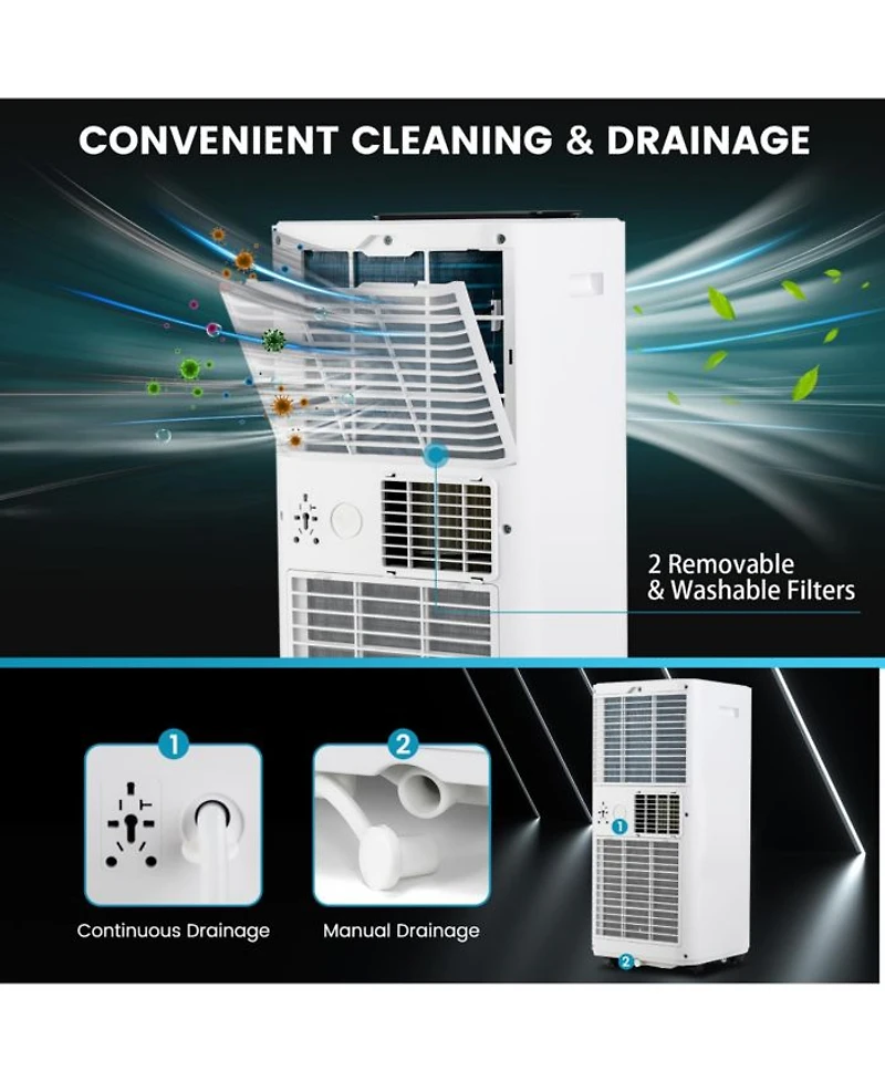 10000 BTU Portable Air Conditioner3-in-1 AC Unit with Cool Fan Dehum Sleep Mode