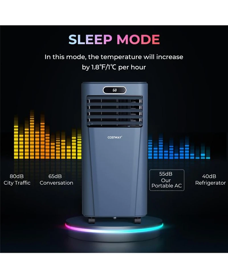 8000 BTU Portable Air Conditioner with Remote Control 3-in-1 Cooler Drying