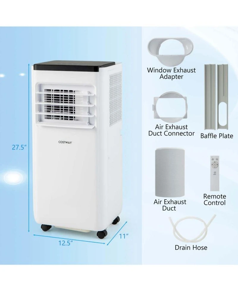 6500 BTU(10000 BTU ASHRAE) Portable Air Conditioner Cools up to 350 Sq.Ft with Fan & Dehumidifier