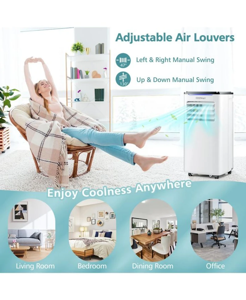BTU ( BTU ASHRAE) Portable Air Conditioner 3-in-1 AC Unit w/ Cool Dehum Fan Sleep Mode