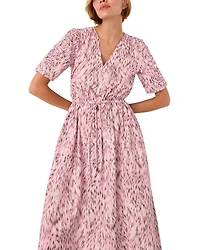 Leopard Print Cotton Midi Dress