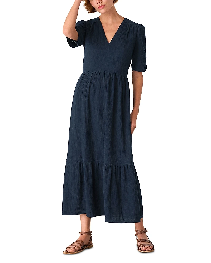 Whistles Textured Cotton Midi Dress