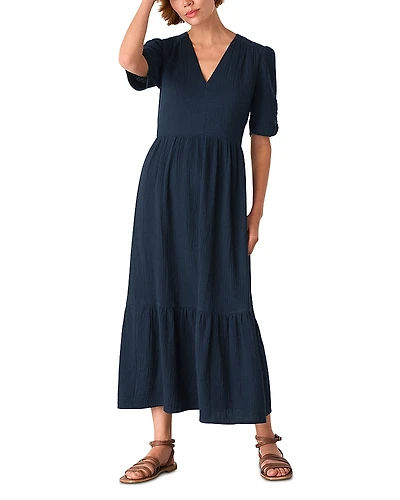 Whistles Textured Cotton Midi Dress