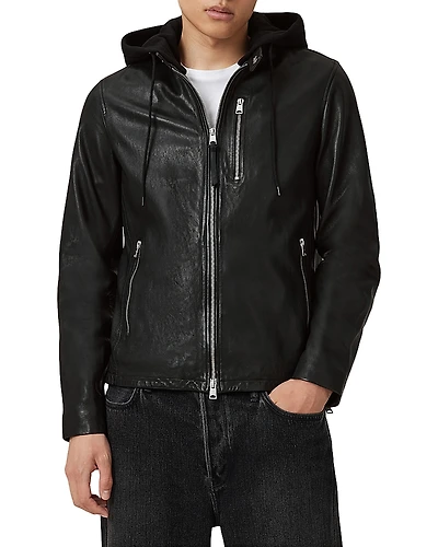Allsaints Ashton Hooded Leather Jacket