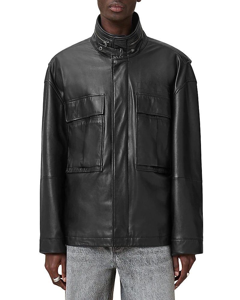 Allsaints Halton Relaxed Fit Leather Jacket
