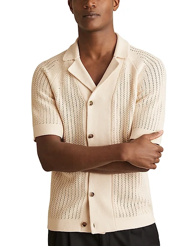 Reiss Regular Fit Ribbed Knit Cuban Shirt