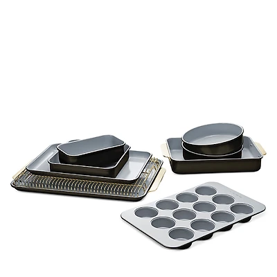Caraway 11 Piece Ceramic Non-Stick Mega Bakeware Set with Gold Handles