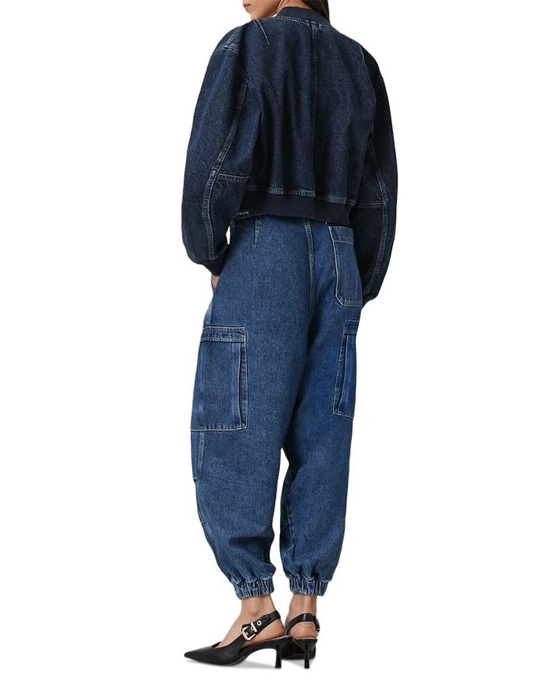 Sol Cargo High Rise Cropped Tapered Jeans Mid Indigo