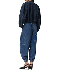 Sol Cargo High Rise Cropped Tapered Jeans Mid Indigo