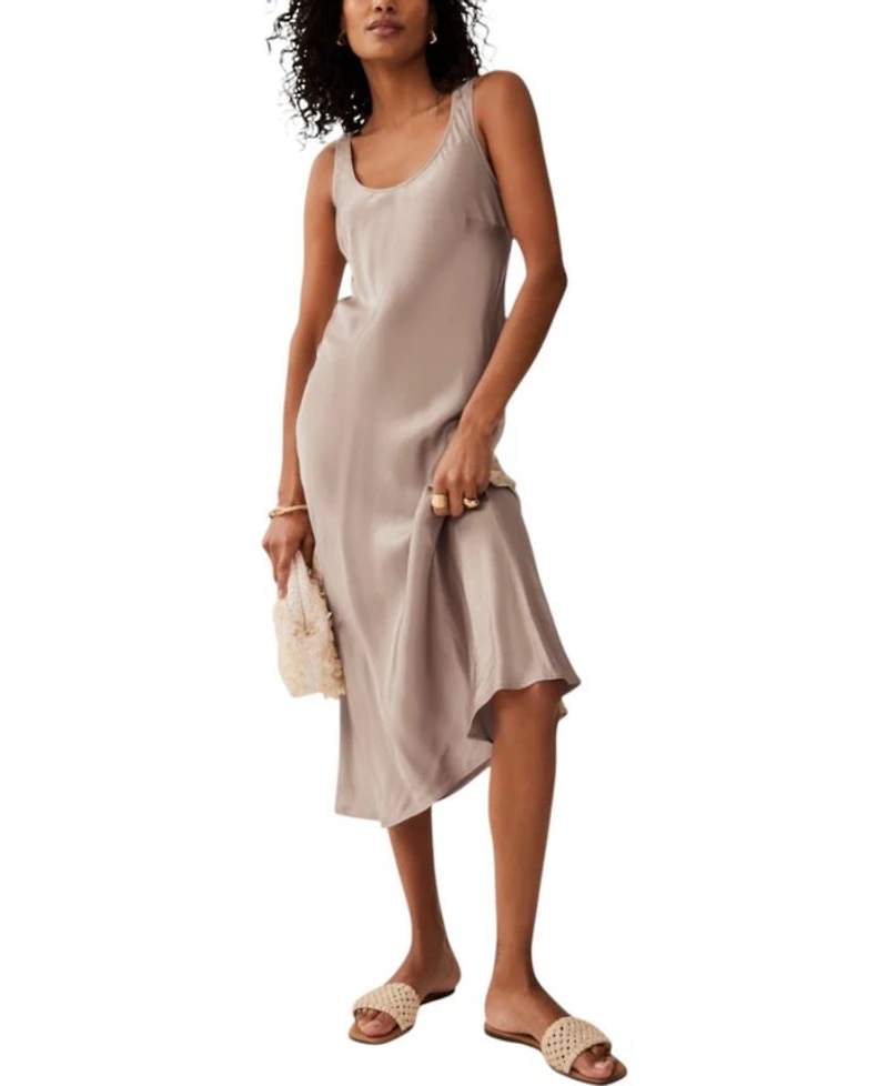 Women's Neutral Satin Slip Dress