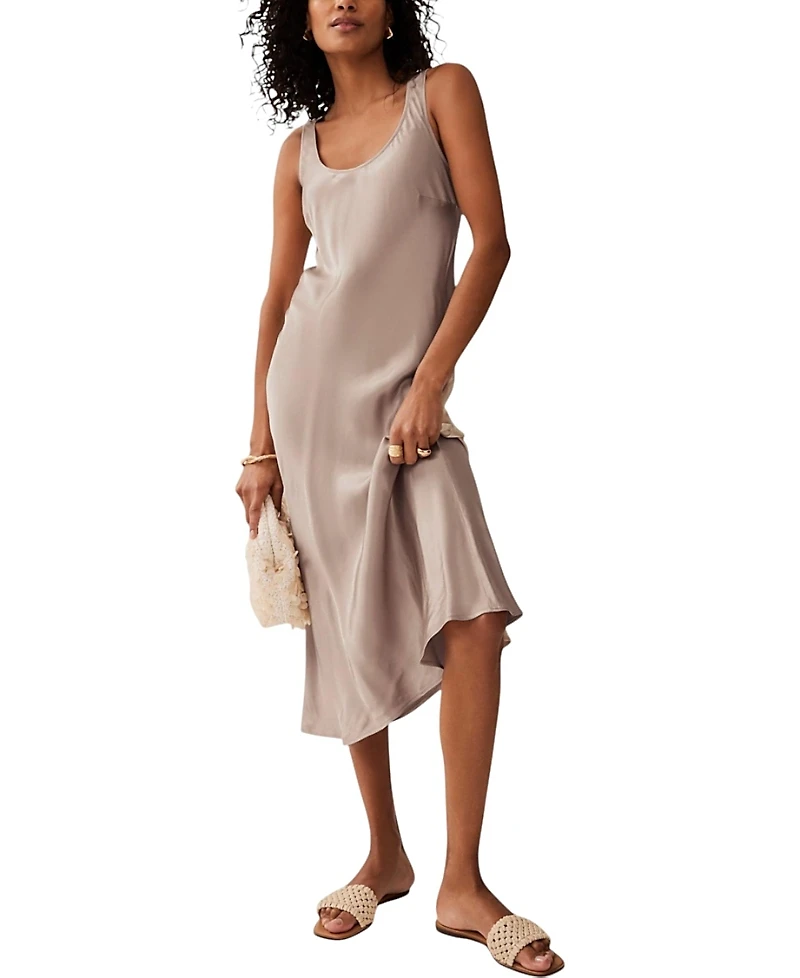 Mint Velvet Women's Neutral Satin Slip Dress
