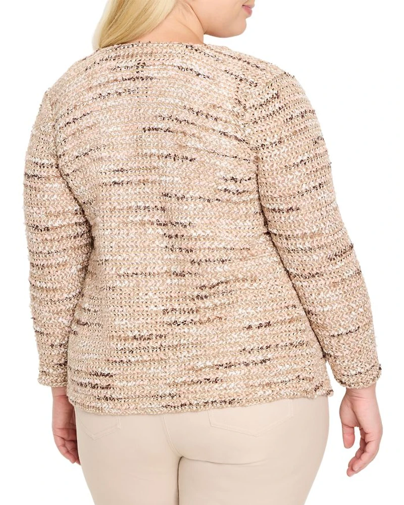 Plus Tonal Mix Knit Jacket