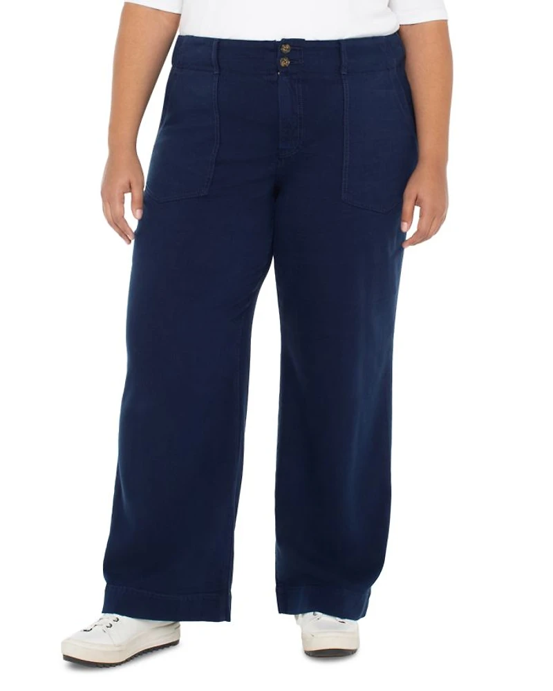 High Rise Wide Leg Jeans Navy Dusk
