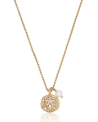 Pavé Sand Dollar & Cultured Freshwater Pearl Pendant Necklace, 15"-18"
