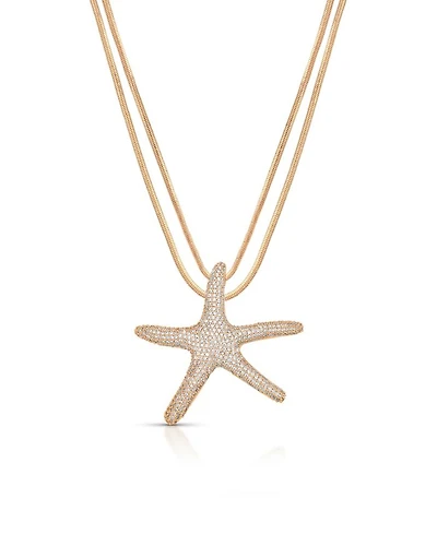 Pavé Starfish Pendant Necklace, 12"-17"